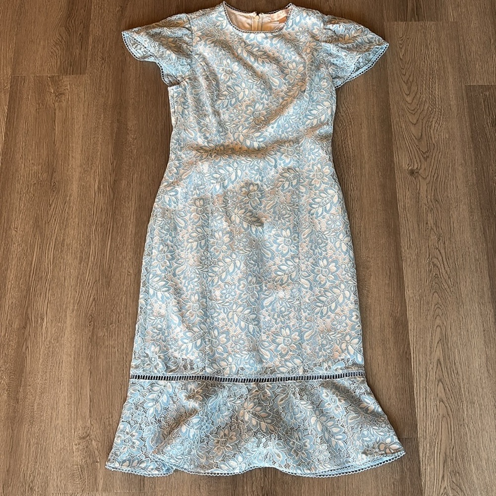 Rachel Parcell Lace Sheath with Ruffle Hem - Celeste Blue Size M - Picture 4 of 16